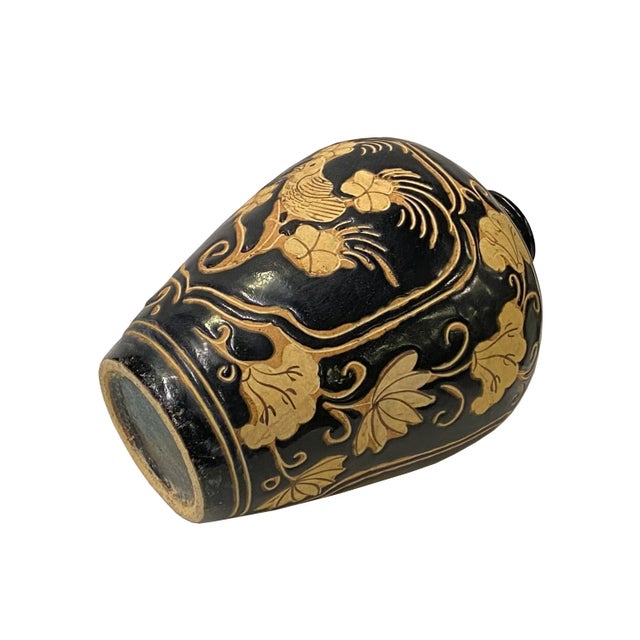 Chinese Ware Black Brown Glaze Ceramic Bird Vase Display Art For Sale In San Francisco - Image 6 of 7