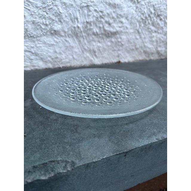 Glass plate with textured bubbles on the underside design by Jan Sylwester for Drost, Poland. The plate is not marked.