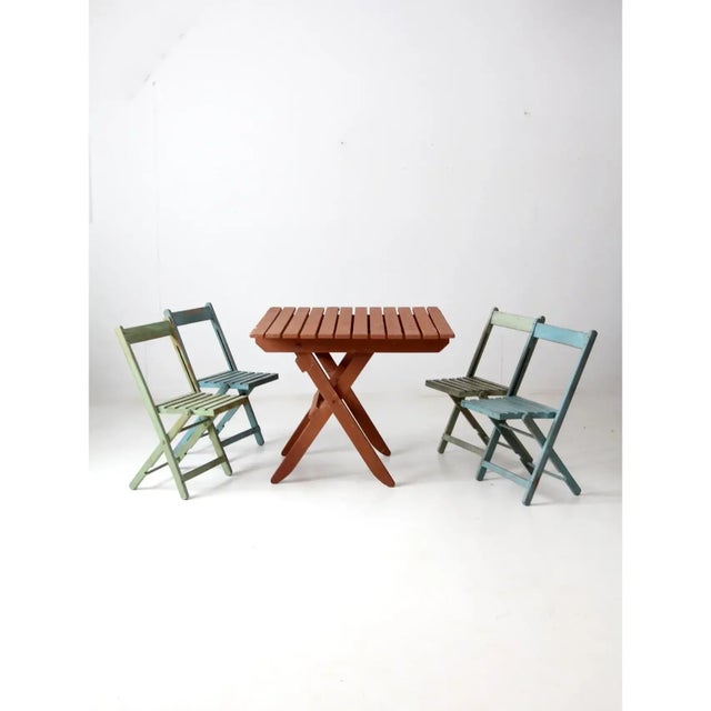 Mid 20th Century Vintage Wooden Patio Table & 4 Chairs For Sale - Image 5 of 16