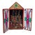 Vintage Peruvian Retablo Features a Vibrant Nativity Scene Housed in Small Wooden Box. For Sale