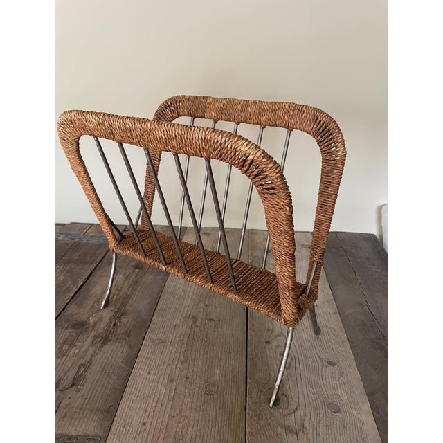 Tan Rope Newspaper Rack in the style of Adnet, 1950s For Sale - Image 8 of 8