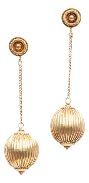 22k Gold Drop Ball and Chain Earrings by Deborah Lockhart Phillips