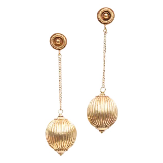 Late 20th Century Pair of 22K Gold Drop Earrings by Deborah Lockhart Phillips For Sale