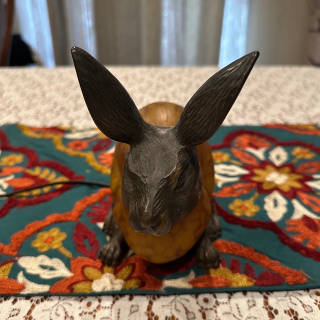 My beautiful 1996 brass or bronze Amber art glass, body nightlight bunny. I am downsizing. And it’s looking for a new home...