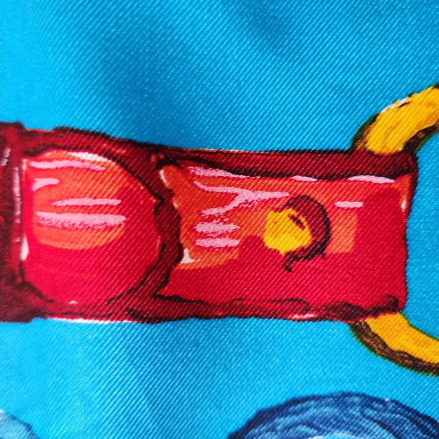 Textile 1990s Gucci Italian Blue Silk Scarf Equestrian Horse Bit For Sale - Image 7 of 8