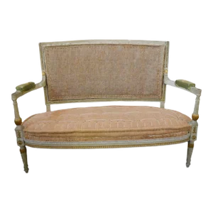 18th Century Burlap Upholstered Louis XVI Settee