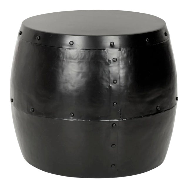 Iron Drum Stool in Black For Sale