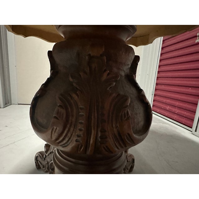 Late 19th Century Antique Rococo Revival Oval Pedestal Dining Table With Floral Marquetry Inlay For Sale - Image 5 of 5