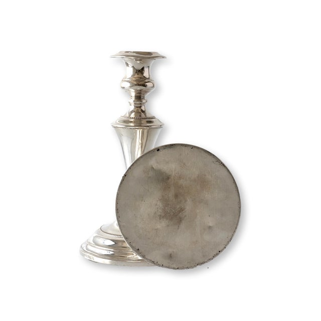 Art Deco Art Deco Silver-Plate Candlesticks, a Pair For Sale - Image 3 of 4