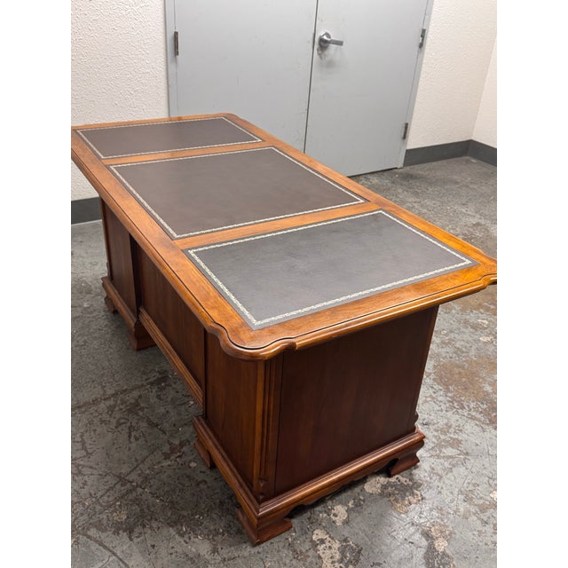 Lexington Traditional Double Pedestal Executive Desk, Vintage For Sale - Image 12 of 12