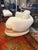 Custom Cream Color Boucle and Wood Lounge Chair For Sale - Image 4 of 11
