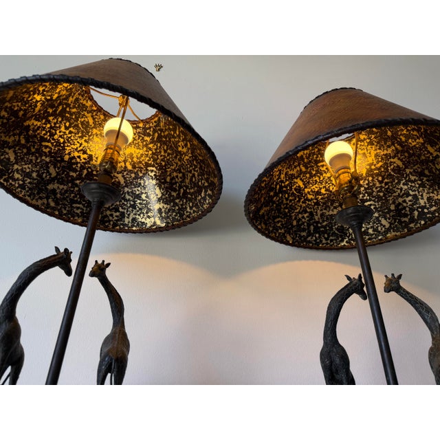 Mid-Century Modern Vintage Maitland-Smith Safari Style Giraffe Table Lamps – A Pair For Sale - Image 3 of 12