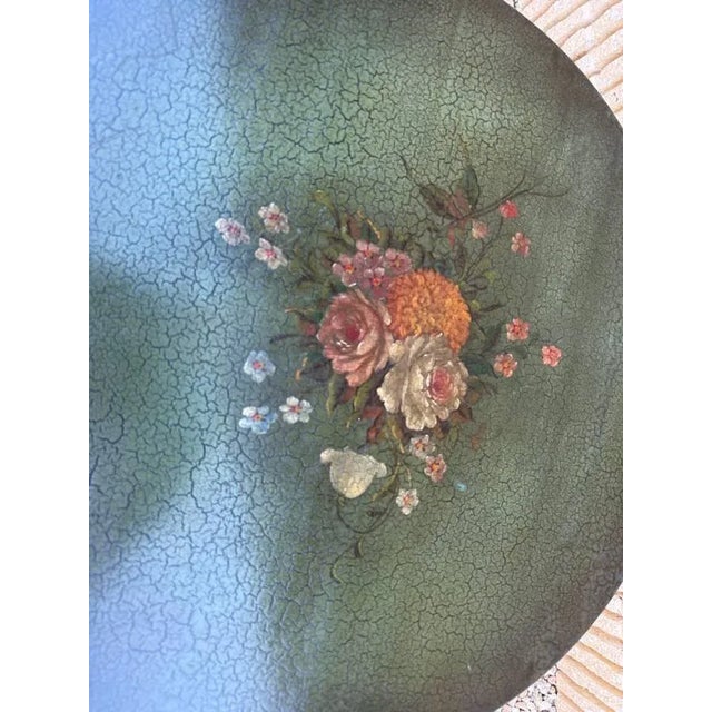 English Vintage Ducan Phyfe Style Green Painted Pedestal Tilt Top Round Side Table/ Plant Stand For Sale - Image 3 of 14