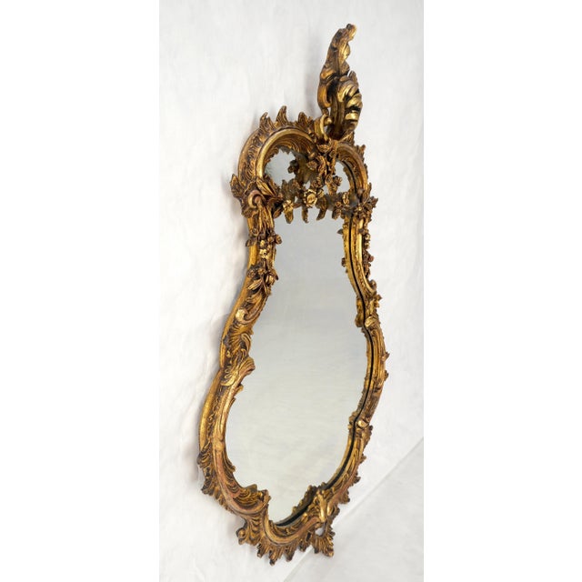 Antique c1900s Fine Gilt Gesso Rococo Style Tear Drop Shape Wall Mirror For Sale - Image 9 of 11