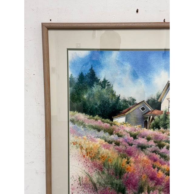1990s Melinda Cowdry Oregon House Watercolor, Circa 1990 For Sale - Image 5 of 11