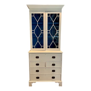 Early 20th Century Repainted Vintage Georgian Style Secretary Desk With Hutch For Sale