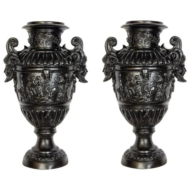 Black Renaissance Revival Black Painted Bronze Vases For Sale - Image 8 of 8