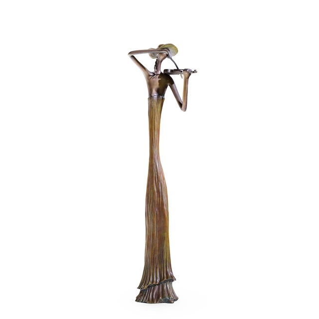 Ruth Bloch Signed Bronze Violinist Sculpture This sculpture measures: 10.5 wide x 7.5 deep x 37.5 inches high ABOUT...
