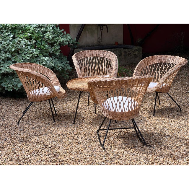 Vintage Rattan Garden Set, 1960s, Set of 5 For Sale - Image 8 of 10