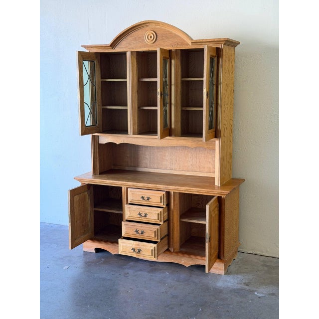 Wood Vintage Danish Oak Hutch / Display Cabinet – Mid Century Scandinavian Buffet For Sale - Image 7 of 10