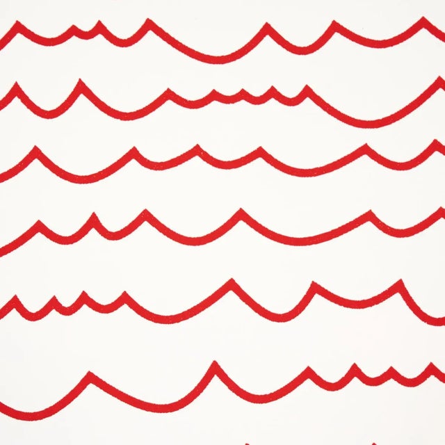 Contemporary Schumacher Waves Wallpaper in Red For Sale - Image 3 of 4