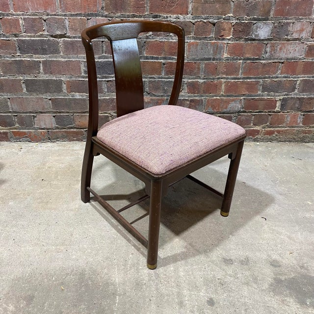 Four Dining Chairs W Purple Fabric For Sale In Cleveland - Image 6 of 7