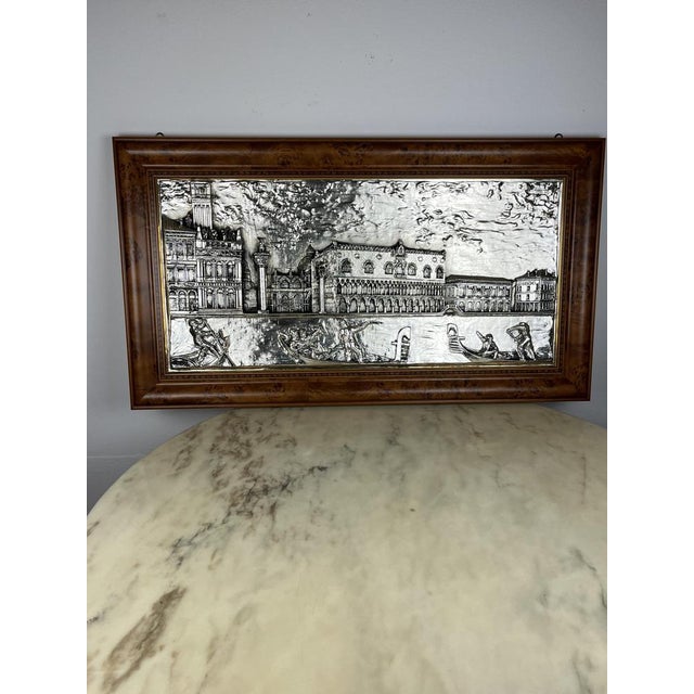 Metal Large Silver Bas Relief of St. Mark's Square, Venice, 1980s For Sale - Image 7 of 18