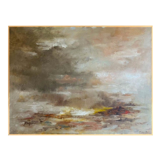 Western America Abstract Landscape Painting "Twilight" by Robert Baranet 1982 For Sale
