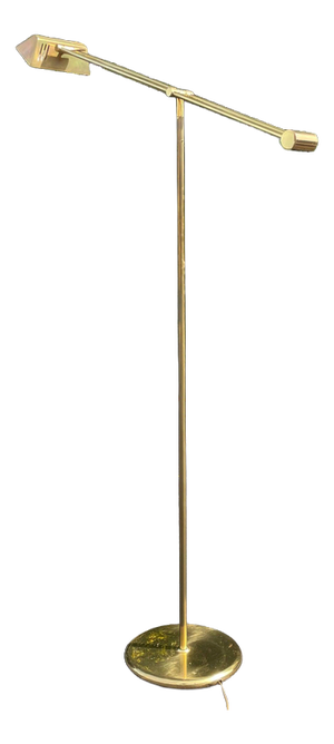 Vintage Adjustable Brass Reading Floor Lamp with Dimmer