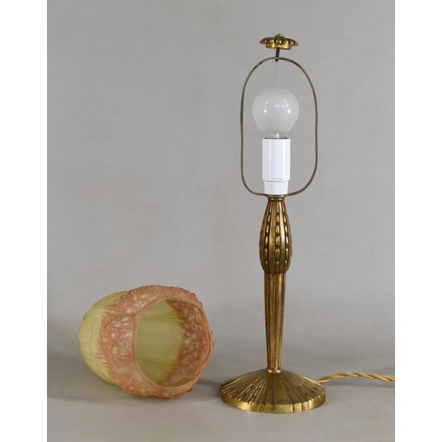 1920s French Art Deco Hettier and Vincent and Muller Freres Art Glass Table Lamp For Sale - Image 11 of 14