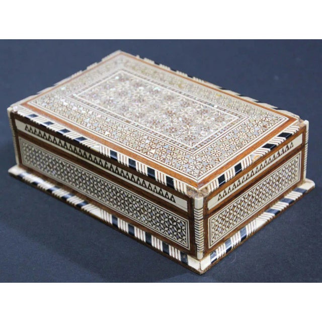 Islamic Moorish Handcrafted Middle Eastern Mosaic Inlaid Decorative Box For Sale - Image 3 of 13