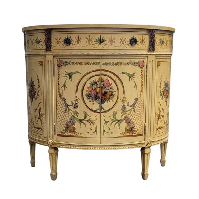 Antique Adams Painted Demilune Credenza For Sale - Image 14 of 14