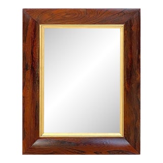 English Rectangular Mirror With Figured Wood Frame (H 24 3/4 X W 19 3/4) For Sale