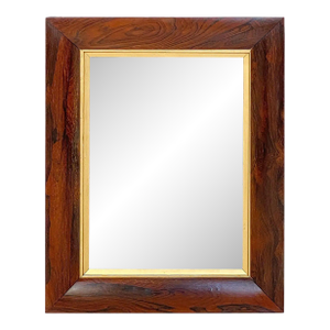 English Rectangular Mirror With Figured Wood Frame (H 24 3/4 X W 19 3/4)