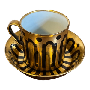 Antique Early 19th Century Paris Porcelain Neoclassical Coffee Can or Tea Cup and Saucer Circa 1800
