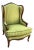 Ralph Lauren-Style French Bergere Chair W/Green Wool Fabric For Sale