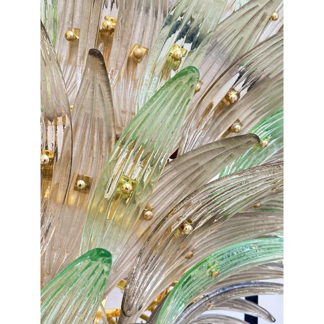 Early 21st Century Venetian Smoked-Fumè and Green Palmette Murano Glass Chandelier by Simoeng for Simoeng For Sale - Image 5 of 8