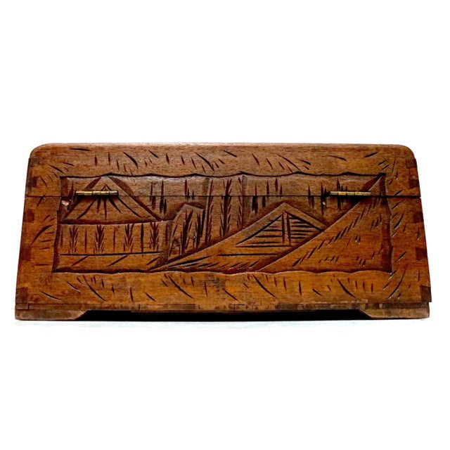 Wood 19th Century Hand-Carved Mahogany Chinese Export Humidor For Sale - Image 7 of 8