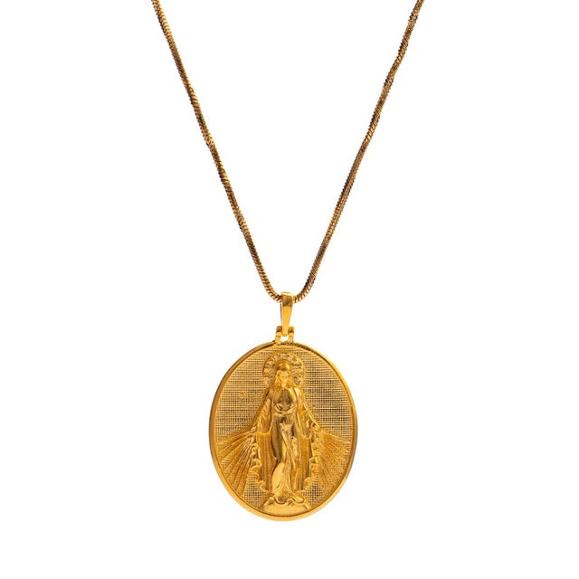 Divine Grace Virgin Mary Medallion Necklace For Sale - Image 10 of 10
