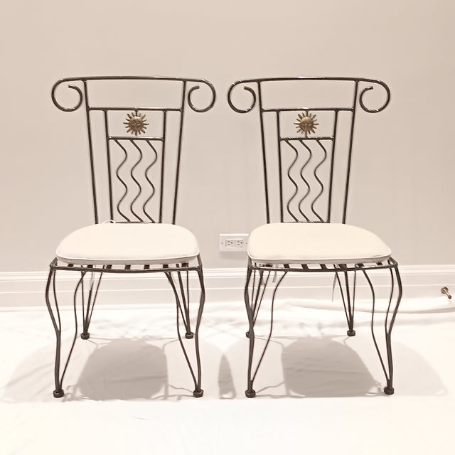 Vintage French Style Wrought Iron Garden Chairs With Sunburst Design, 2 Pieces For Sale - Image 16 of 16