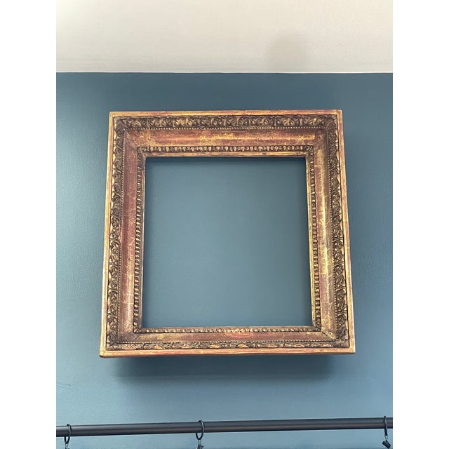 1800's Russian Gilded Frame, 19.5" x 17.5" x 5.5". Ornament done with carved wood, original clay, and gilding.