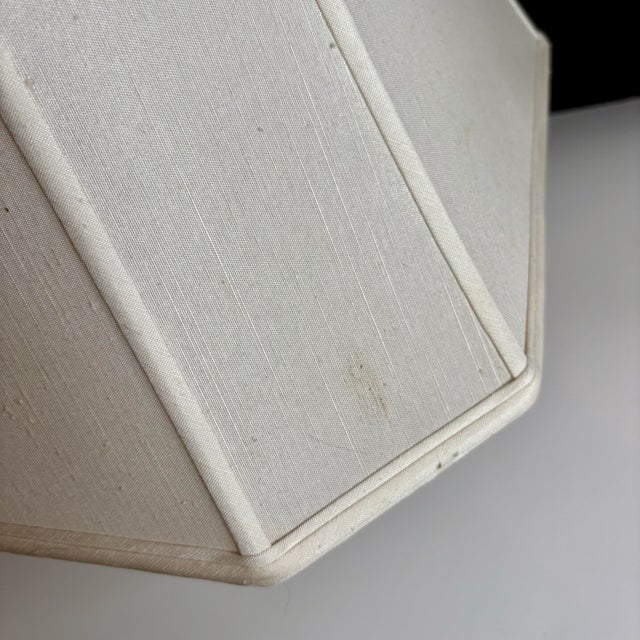 Vintage Mid-Century Modern Ivory Octagonal Bell Lamp Shade For Sale - Image 11 of 12