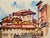 Rustic Henry Emil Salloch Original Watercolor on Paper Tuscan Hill Town Piazza. For Sale - Image 3 of 5