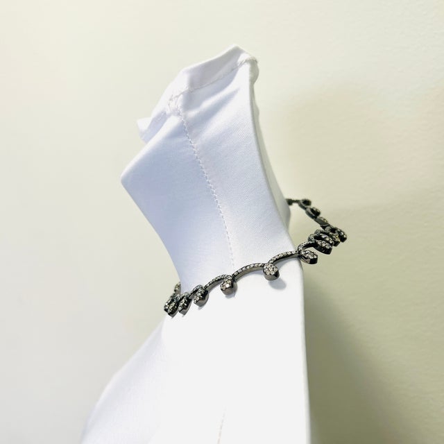 Modern White Diamond Necklace in 18k White Gold & Black Rhodium For Sale - Image 3 of 6