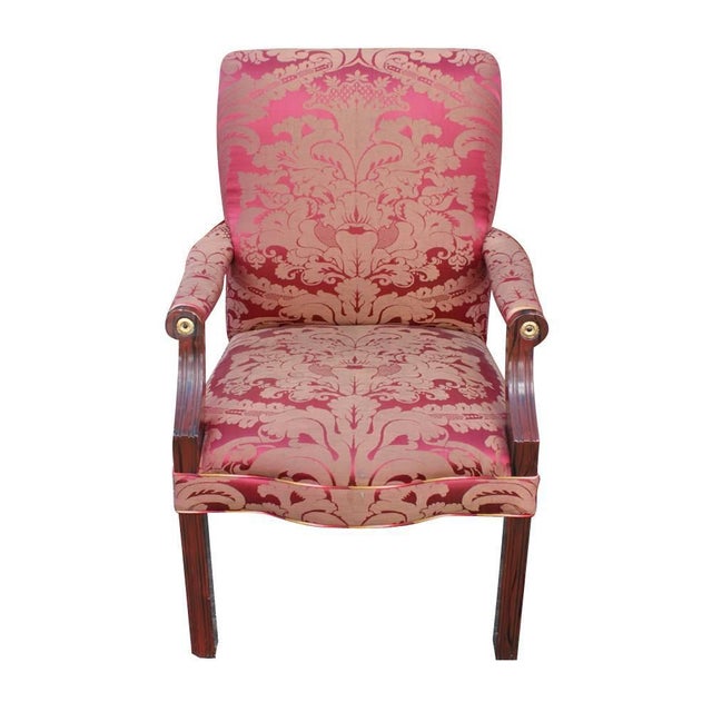 Traditional Antique Dining Chairs with Silk Damask Upholstery - Set of 2 For Sale - Image 3 of 7