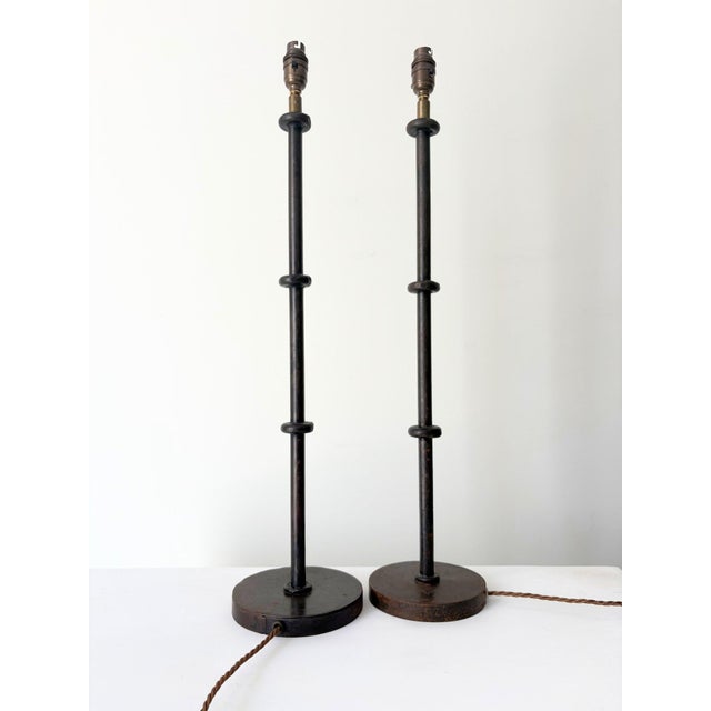 Jacques Adnet Turned Metal Table Lamps by Jacques Adnet, 1980s, Set of 2 For Sale - Image 4 of 8