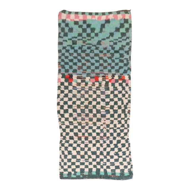 Vintage Zabihi Collection Moroccan Checkerboard Runner - 3'2" x 7'6" For Sale
