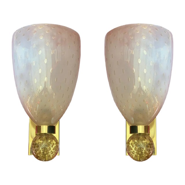 Murano Wall Lamps by Barovier & Toso, 1960s, Set of 2 For Sale