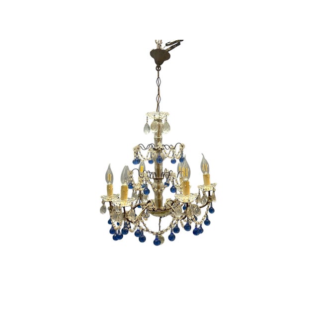 Vintage Macaroni Blue Murano Glass Chandelier, 1950s For Sale - Image 13 of 13
