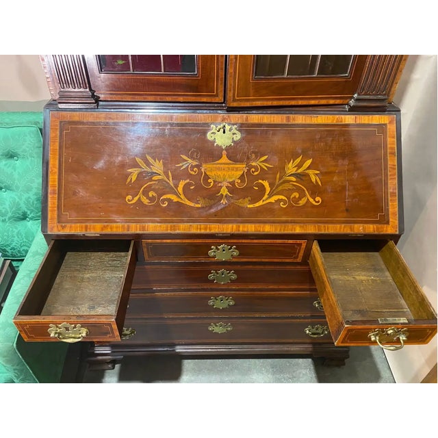18th Century Fine Inlaid Georgian Secretary With Falconer Pediment, Probably by Gillows For Sale - Image 9 of 13